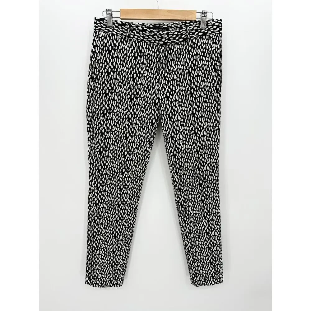 Banana Republic Dress Pants Women 2‎ Black White Polka Dot Trousers Polyester